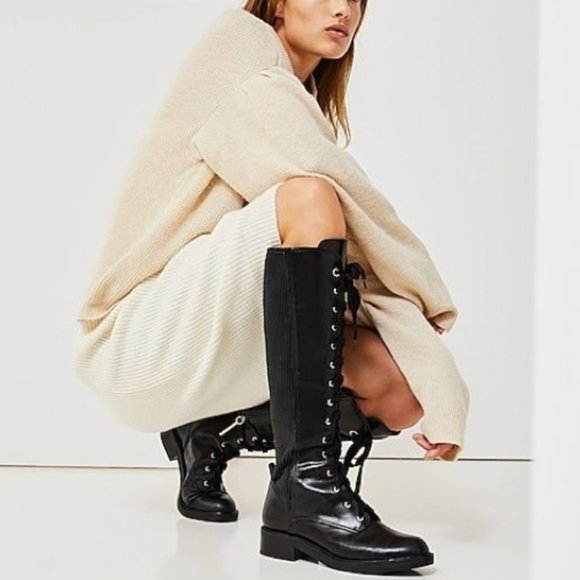 Louise et Cie “Voshell” Tall Lace-Up Leather Riding Boots NWT Women’s Size 7 - Picture 1 of 8